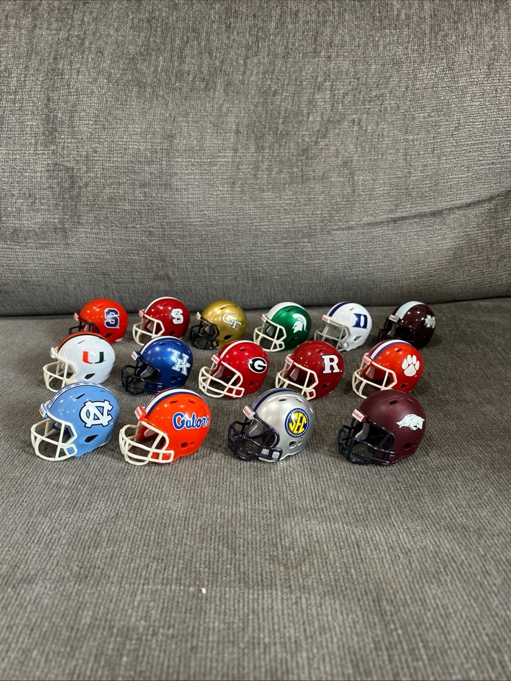 Riddell Lot Of 15 Mini NCAA Pocket Pro Football Helmets SEC 2 Inch